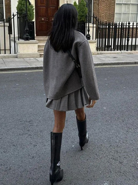 Charlene Double Breasted Wool Blend Pea Coat for Women