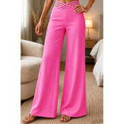 Sienna High-Waisted Wide-Leg Women's Tailored Trousers with Crossover Waistband