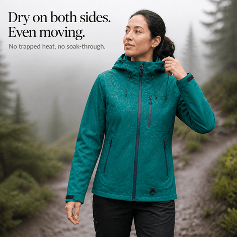 Vantrek Women's Hooded Rain Jacket with Vented Lining and Lotus-Effect Finish