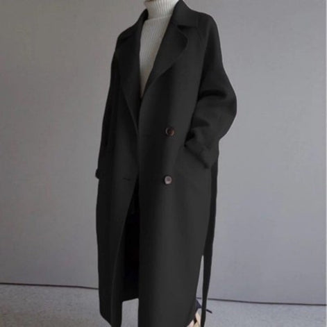 Isabella Women's Longline Wool Blend Winter Coat with Belt