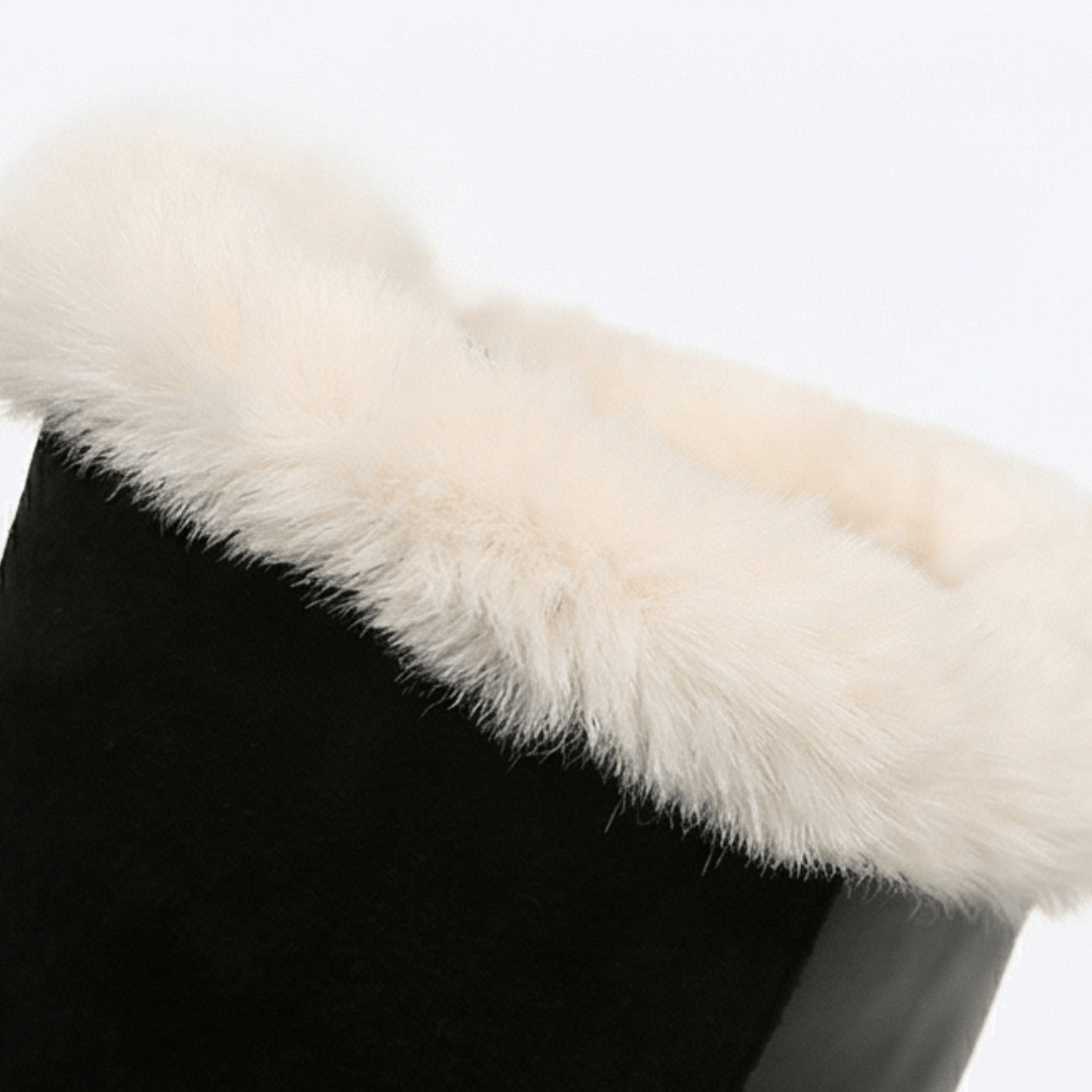 Velara Fleece-Lined Black Knee-High Winter Boots for Women