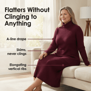 Women's Relaxed Turtleneck Knitted Jumper Dress with Pockets