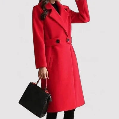 Rosa Belted Longline Wool-Blend Winter Coat with Tailored Fit for Women