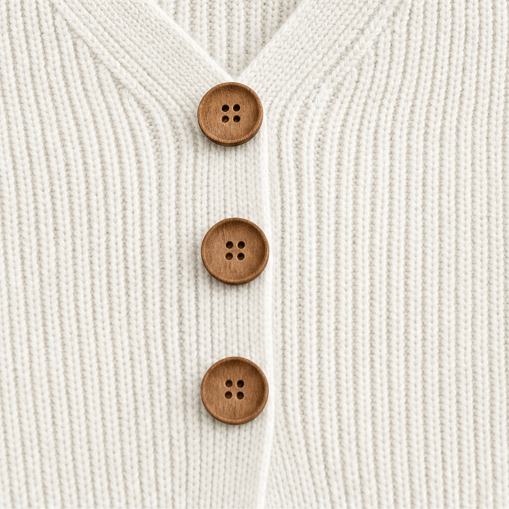 Women's Ribbed V-Neck Knitted Jumper with Button Detail