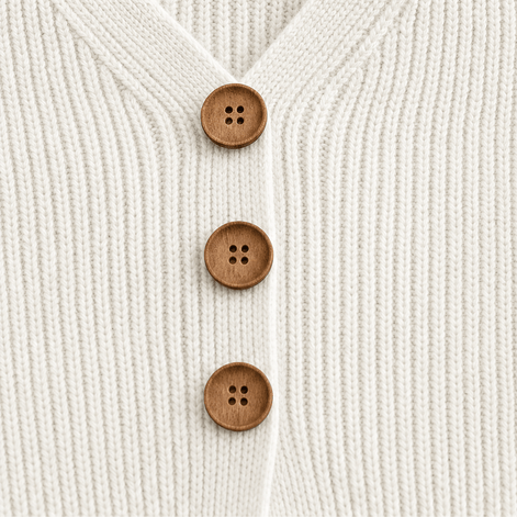 Women's Ribbed V-Neck Knitted Jumper with Button Detail