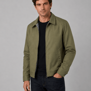Lightweight Full Zip Mens Jacket with Checked Lining and Point Collar