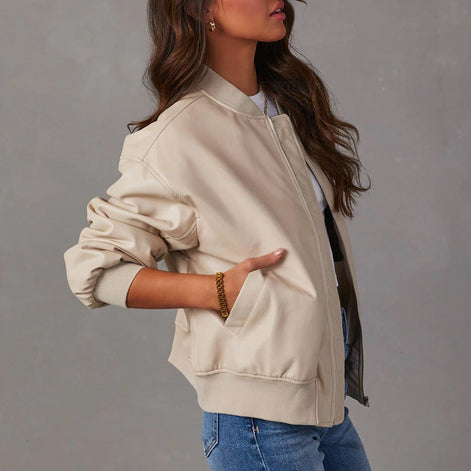 Liv Oversized Vegan Leather Bomber Jacket