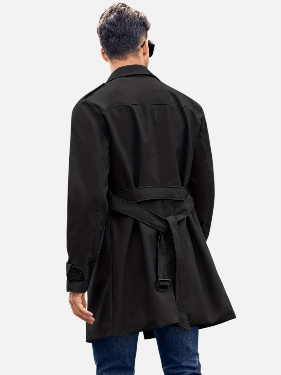 Double-Breasted Tailored Trench Style Mens Coats for Everyday Wear
