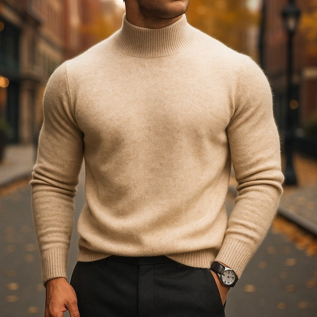 Alfie Mock Neck Mens Knit Sweater with Relaxed Everyday Fit