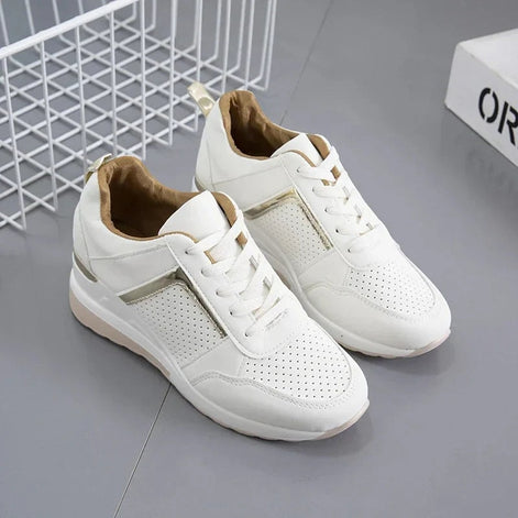 Women's Lace-Up Cushioned Sneakers with Wedge Sole and Ergonomic Fit