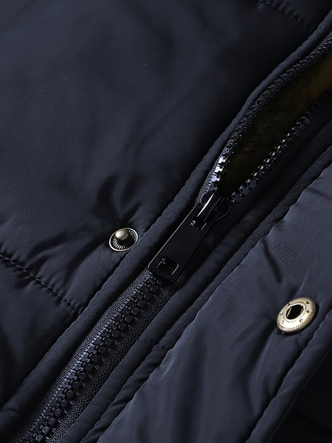 Drake Hooded Quilted Mens Puffer Jacket with Faux Fur Trim