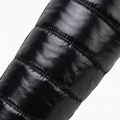 Velura Women's Black Fleece-Lined Quilted Puffer Over-the-Knee Boots with Bow Detail