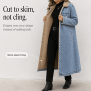 Denora Sherpa-Lined Full-Length Denim Winter Coat for Women