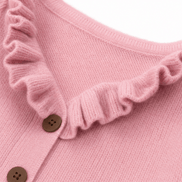 Women's Ruffle Collar Wool-Blend Knitted Cardigan with Button Front