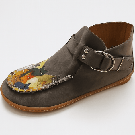 Women's Shearling-Lined Suede Winter Ankle Boots with Buckle Strap