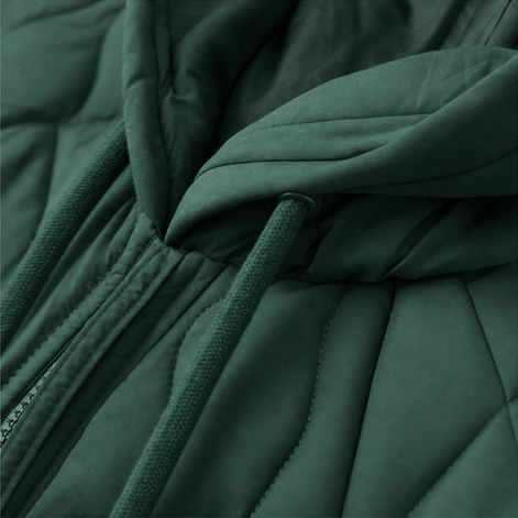 Women's Hooded Quilted Puffer Jacket with Spliced Panels