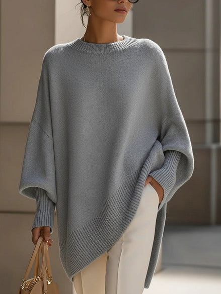 Emma Oversized Asymmetric Hem Wool Blend Knitted Jumper for Women