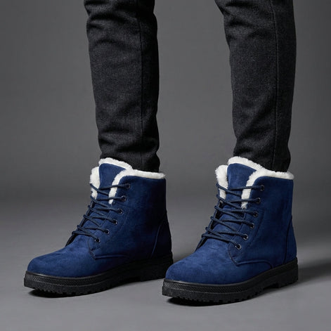 Women's Fur-Lined Suede Lace-Up Boots with Chunky Sole