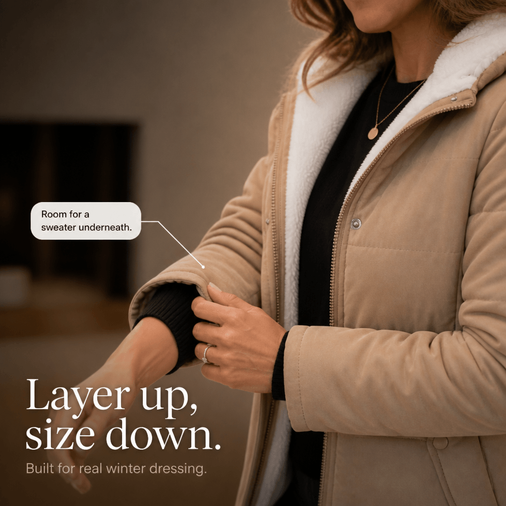Women's Thickened Hooded Quilted Puffer Jacket with Sherpa Lining