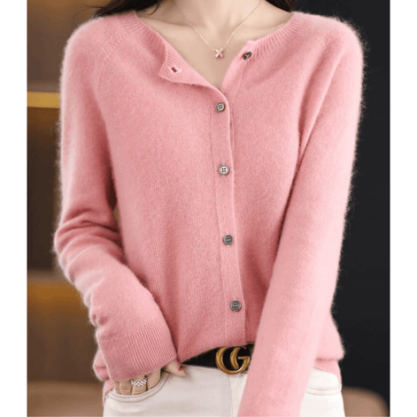 Danielle Round Neck Button-Front Knitted Cardigan for Women
