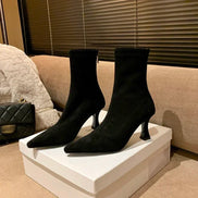 Doris Women's Pointed Toe Sock Boots with Kitten Heel