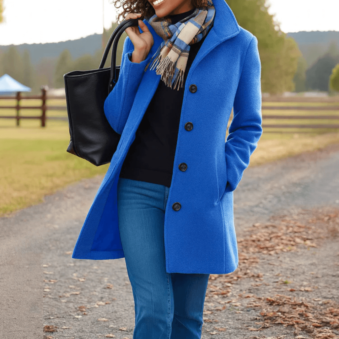 Helga Women's Classic Button-Front Wool-Blend Winter Coat