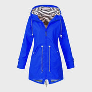 Longline Hooded Waterproof Jacket with Drawstring Waist