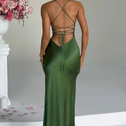 Martha Satin Slip Maxi Dress with Thigh Split