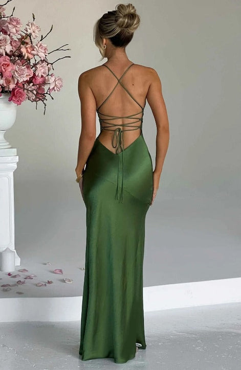 Martha Satin Slip Maxi Dress with Thigh Split