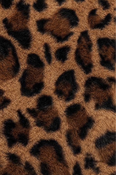 Leora Women's Leopard Print Faux Fur Longline Winter Coat with Open Front