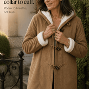 Women's Hooded Faux Suede Winter Coat with Plush Sherpa Lining