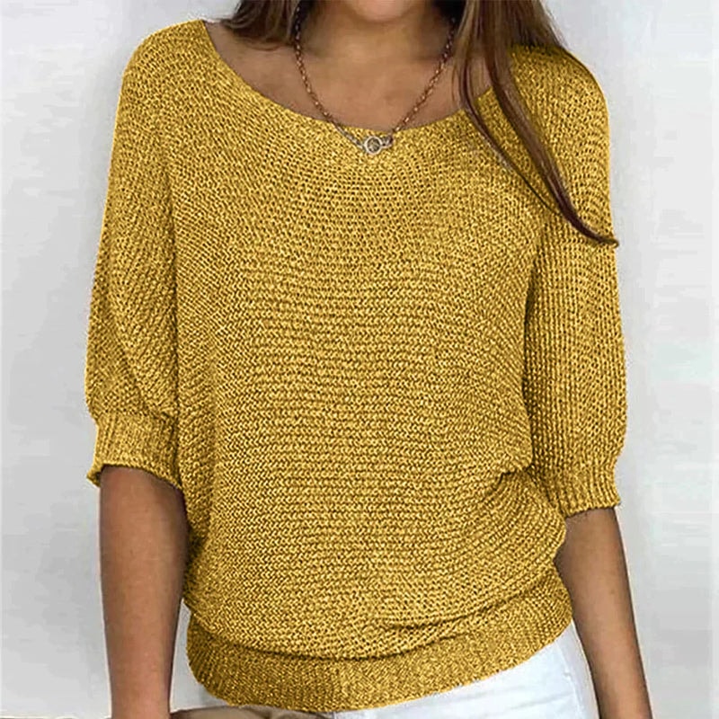 Jade Women's Batwing Sleeve Knitted Jumper with Crew Neck