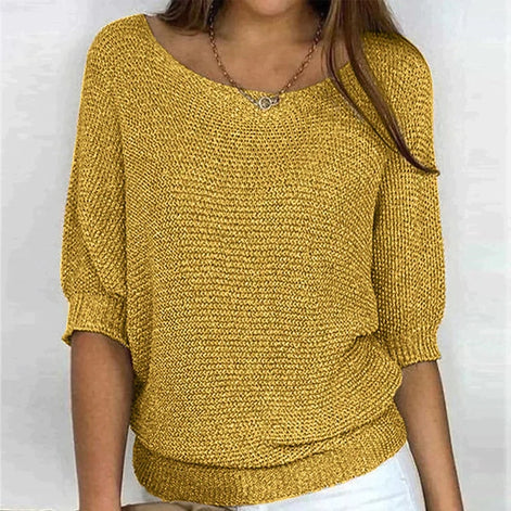 Jade Women's Batwing Sleeve Knitted Jumper with Crew Neck