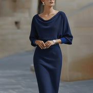 Clara Knit Bodycon Jumper Dress with Cowl Neck for Evening Wear