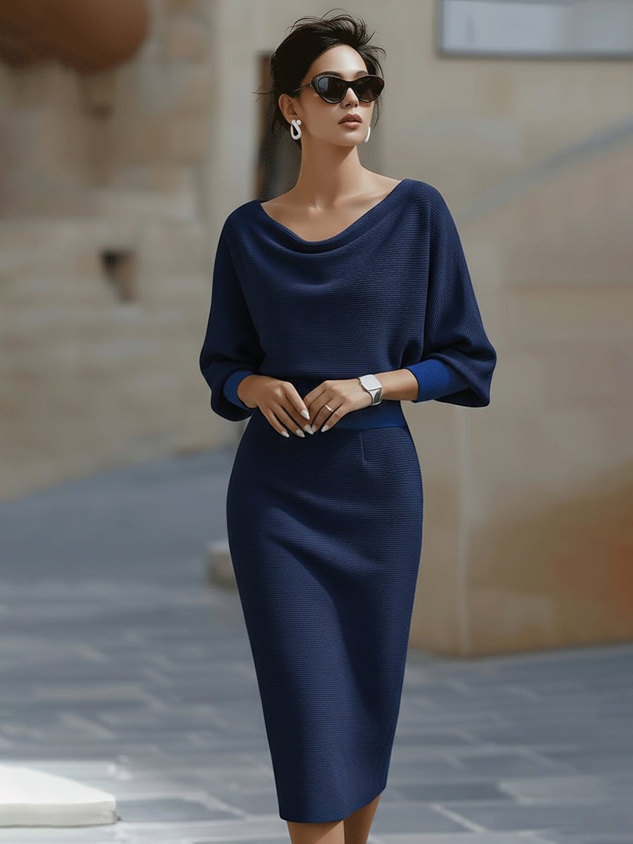 Clara Knit Bodycon Jumper Dress with Cowl Neck for Evening Wear