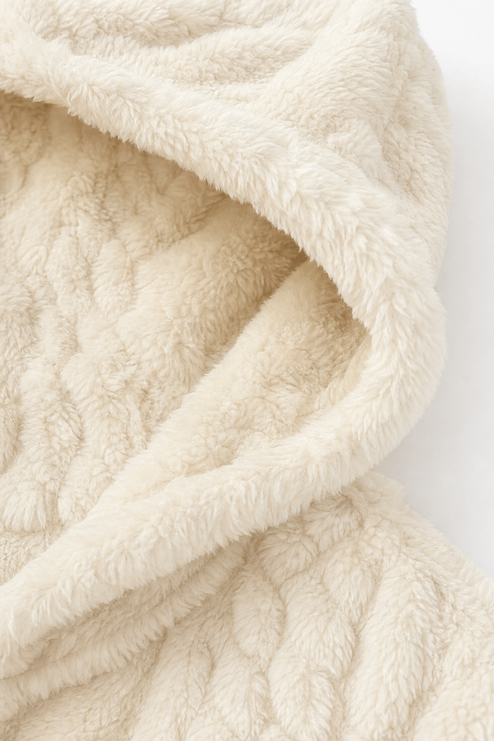 Women's Cable-Knit Hooded Longline Winter Coat with Button Hems