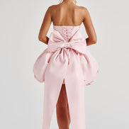 Clara Strapless Satin Puffball Mini Dress for Autumn Dresses Occasions