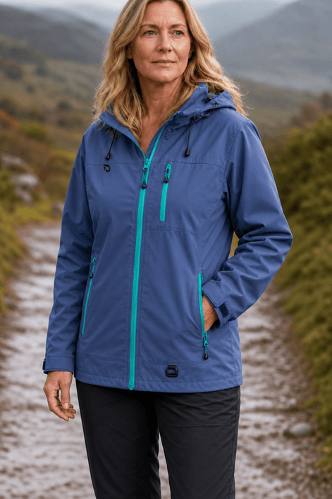 Hooded Waterproof Windproof Polyester Rain Jacket for Women