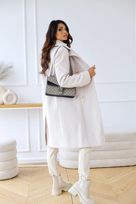Emily Double Breasted Longline Winter Coats Women A-Line Wool Blend