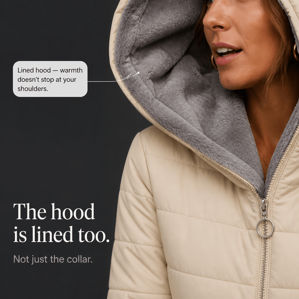 Women's Plush-Lined Hooded Longline Quilted Puffer Jacket