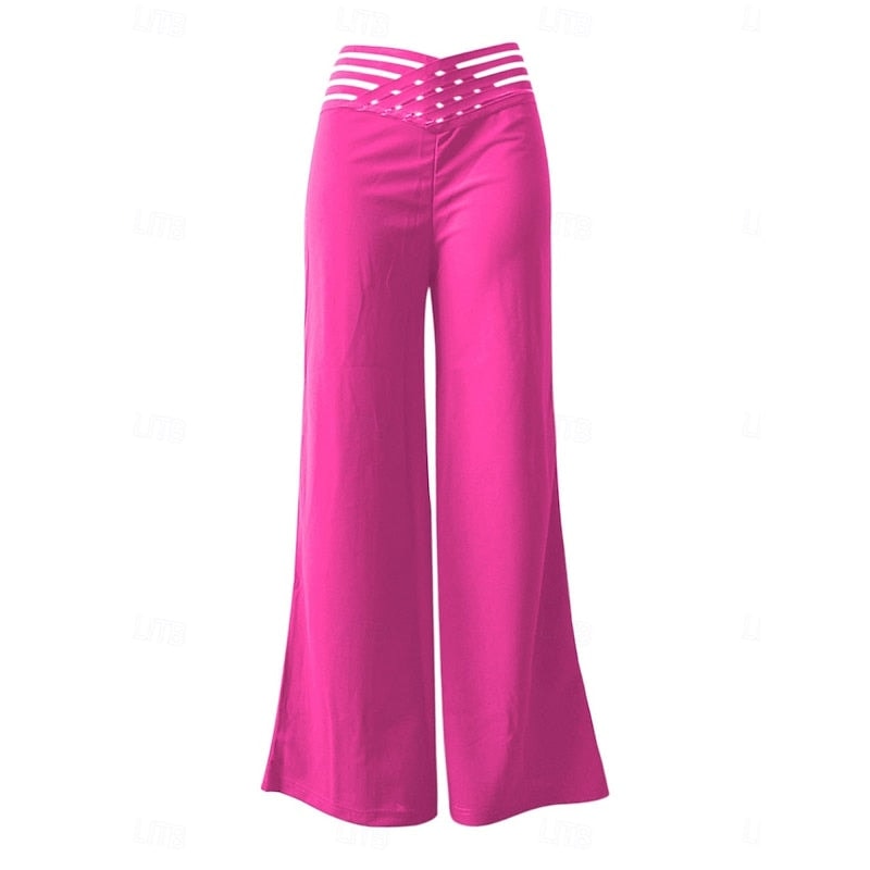 Sienna High-Waisted Wide-Leg Women's Tailored Trousers with Crossover Waistband