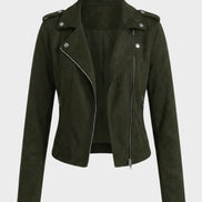 Saskia Faux Suede Biker Jacket with Asymmetrical Zip Detail