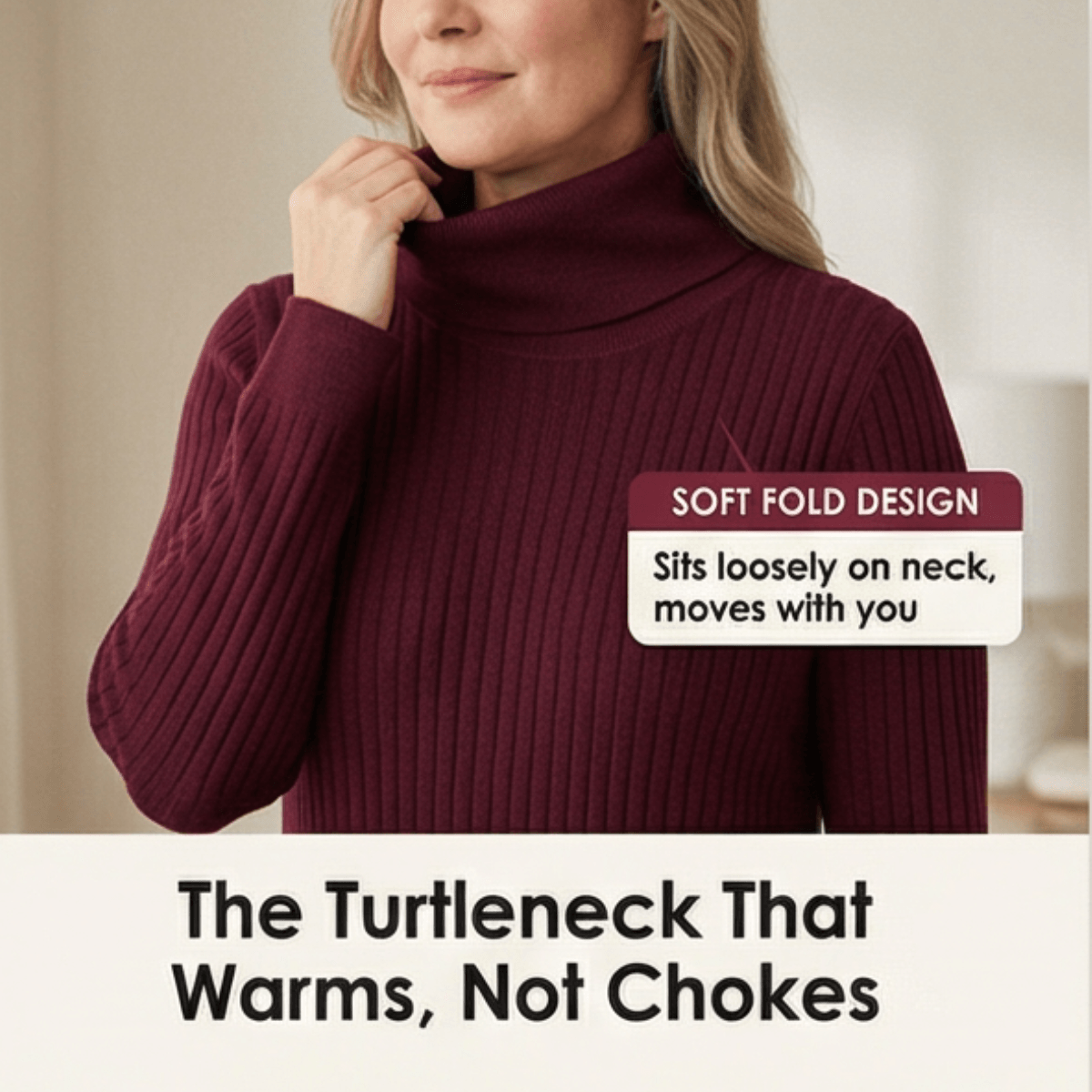 Women's Relaxed Turtleneck Knitted Jumper Dress with Pockets
