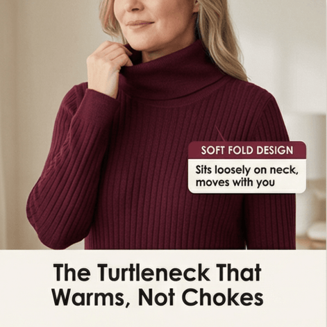 Women's Relaxed Turtleneck Knitted Jumper Dress with Pockets