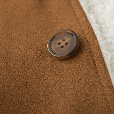 Sherpa-Lined Lapel Jacket with Suede-Finish Cotton Blend