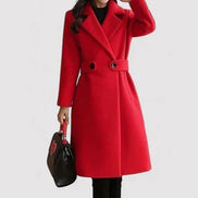 Rosa Belted Longline Wool-Blend Winter Coat with Tailored Fit for Women