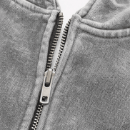 Women's Washed Oversized Zip-Up Hoodie with Lined Hood