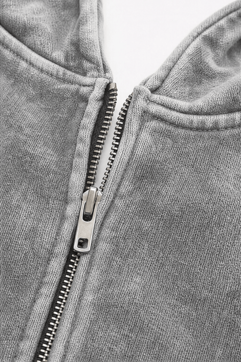 Women's Washed Oversized Zip-Up Hoodie with Lined Hood