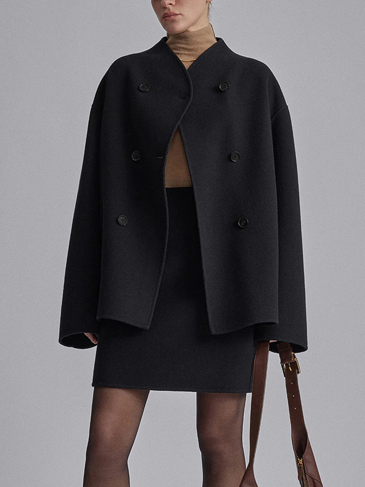 Charlene Double Breasted Wool Blend Pea Coat for Women
