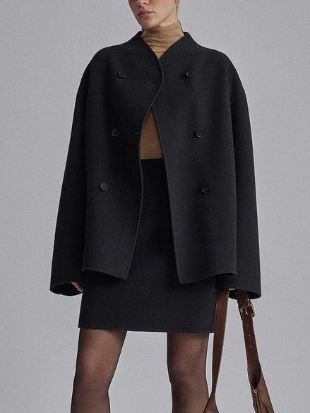 Charlene Double Breasted Wool Blend Pea Coat for Women